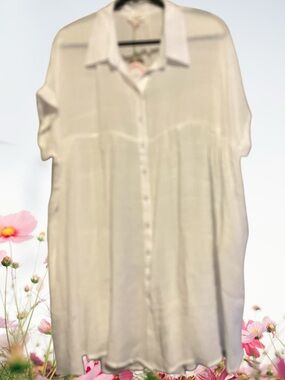 Umgee Lightweight Cream Button-Front Women's Tunic/Dress